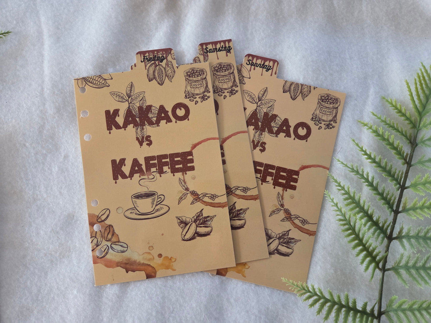 Trennblätter Kaffee kakao Tage