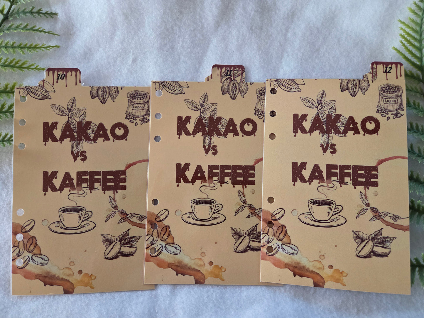Trennblätter Kaffee kakao Zahlen