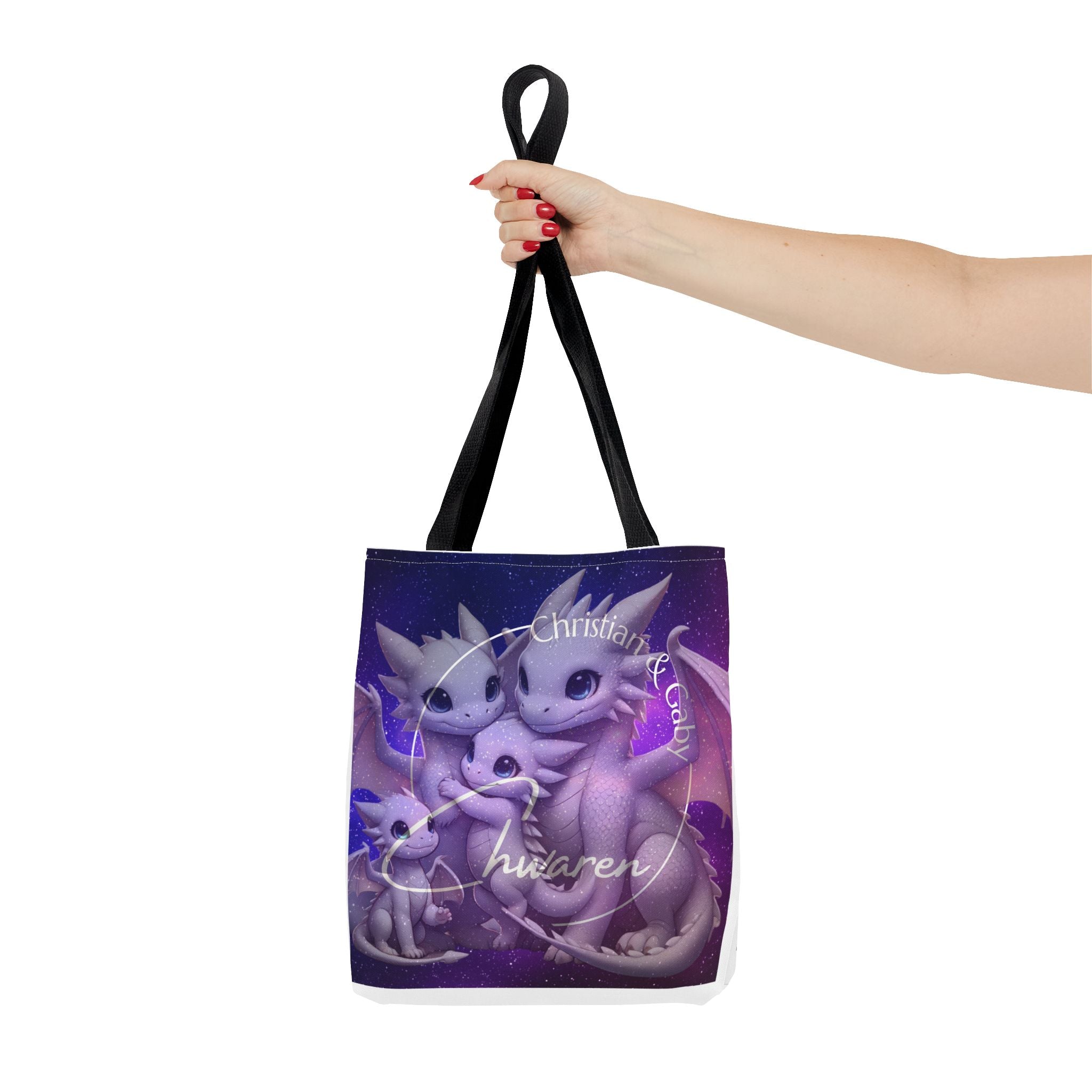 Niedliche lila Ch Waren Logo-Tragetasche – Verspielte Fantasy AOP Tasche