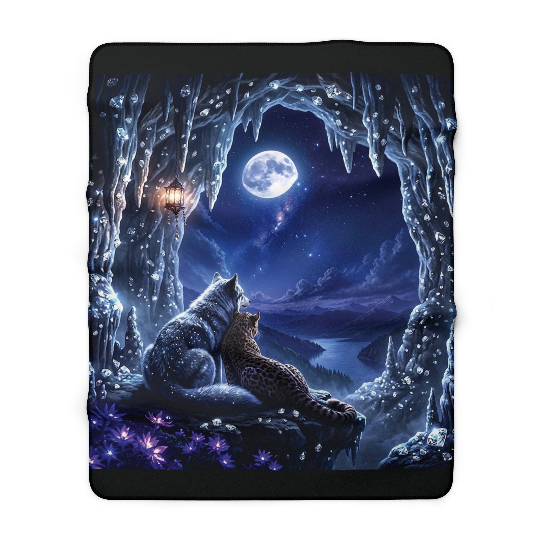Sherpa-Decke — Moonlit Wolves Kuscheliger Fleece-Wurf