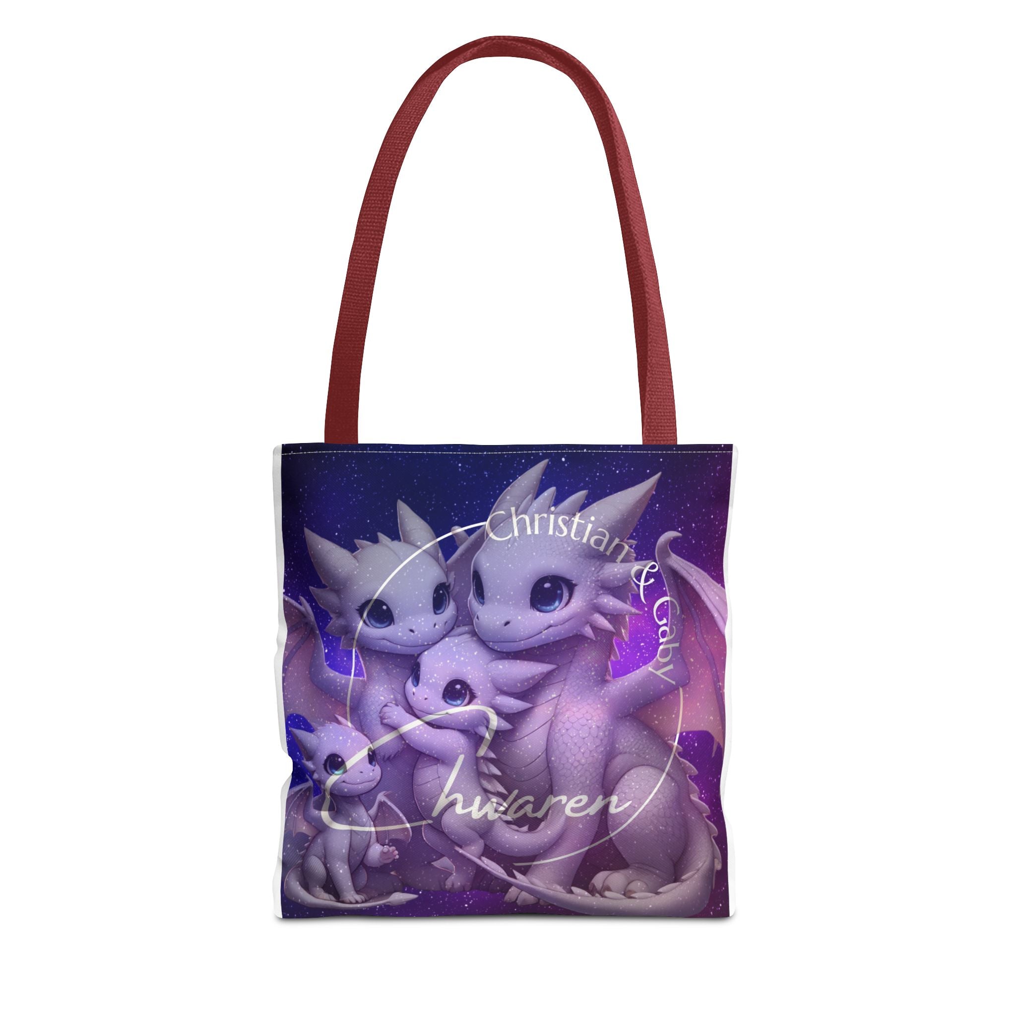 Niedliche lila Ch Waren Logo-Tragetasche – Verspielte Fantasy AOP Tasche
