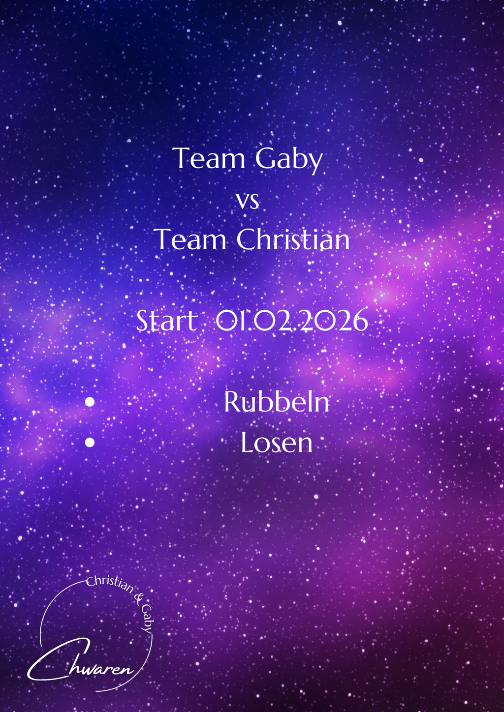 Team Gaby vs Team Christian er Klappkarte Teamchallenge 1.2.26