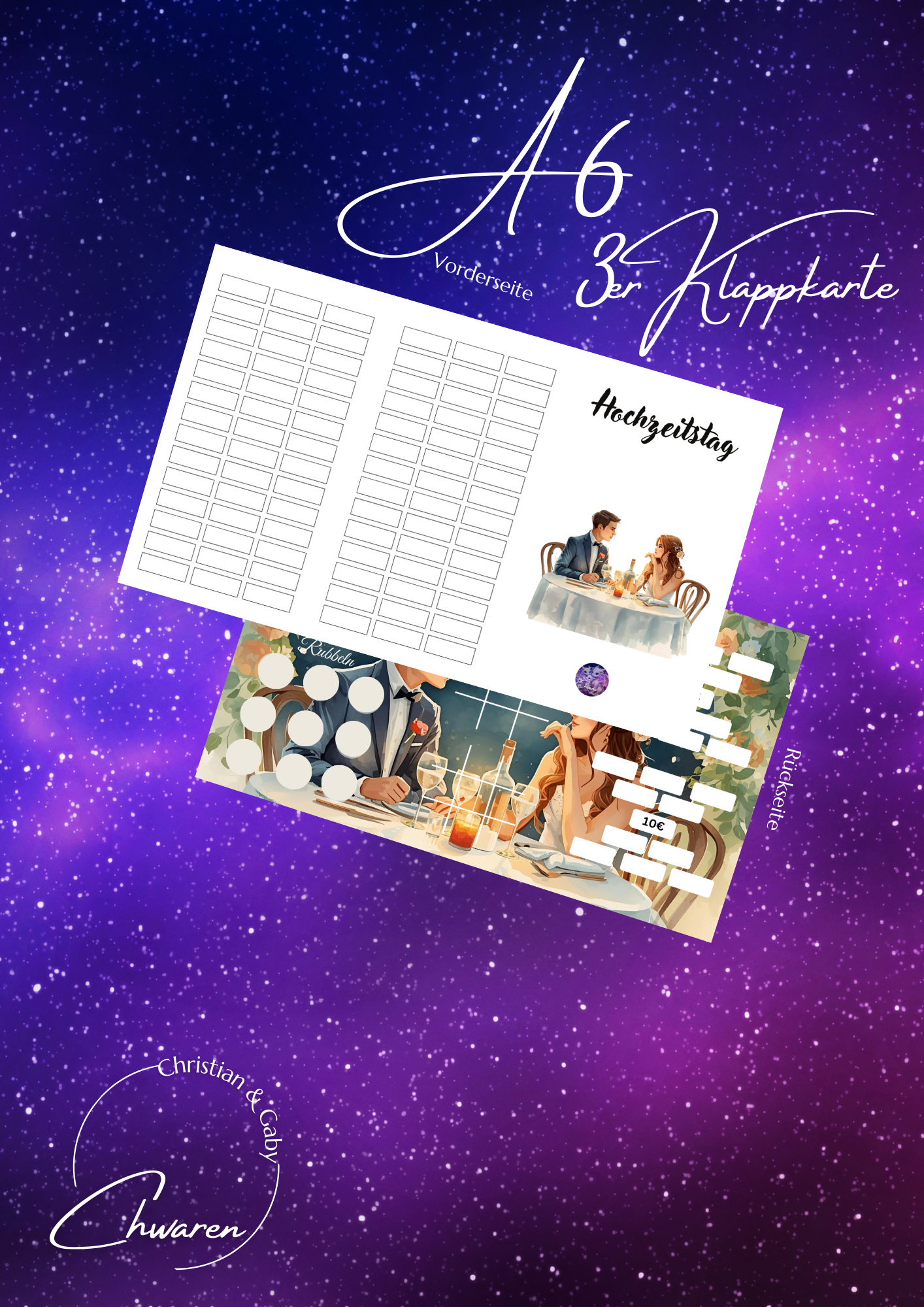 Hochzeitstag 3er Klappkarte