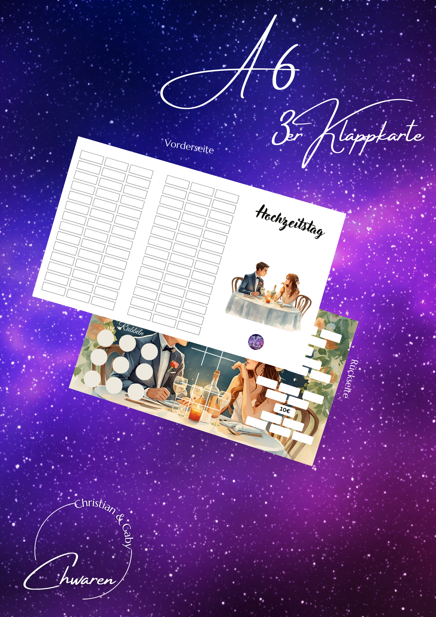 Hochzeitstag 3er Klappkarte