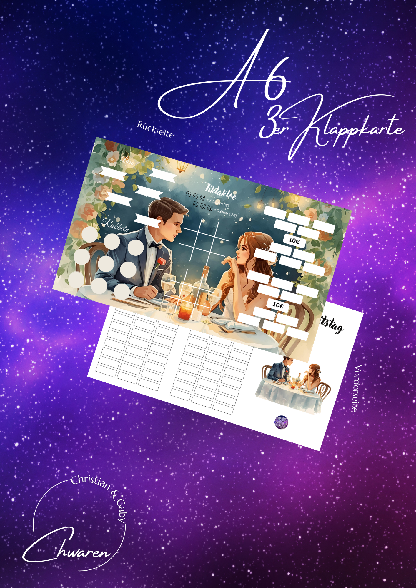 Hochzeitstag 3er Klappkarte