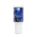 Tumbler 40 oz mit Wolf bei Mondlicht