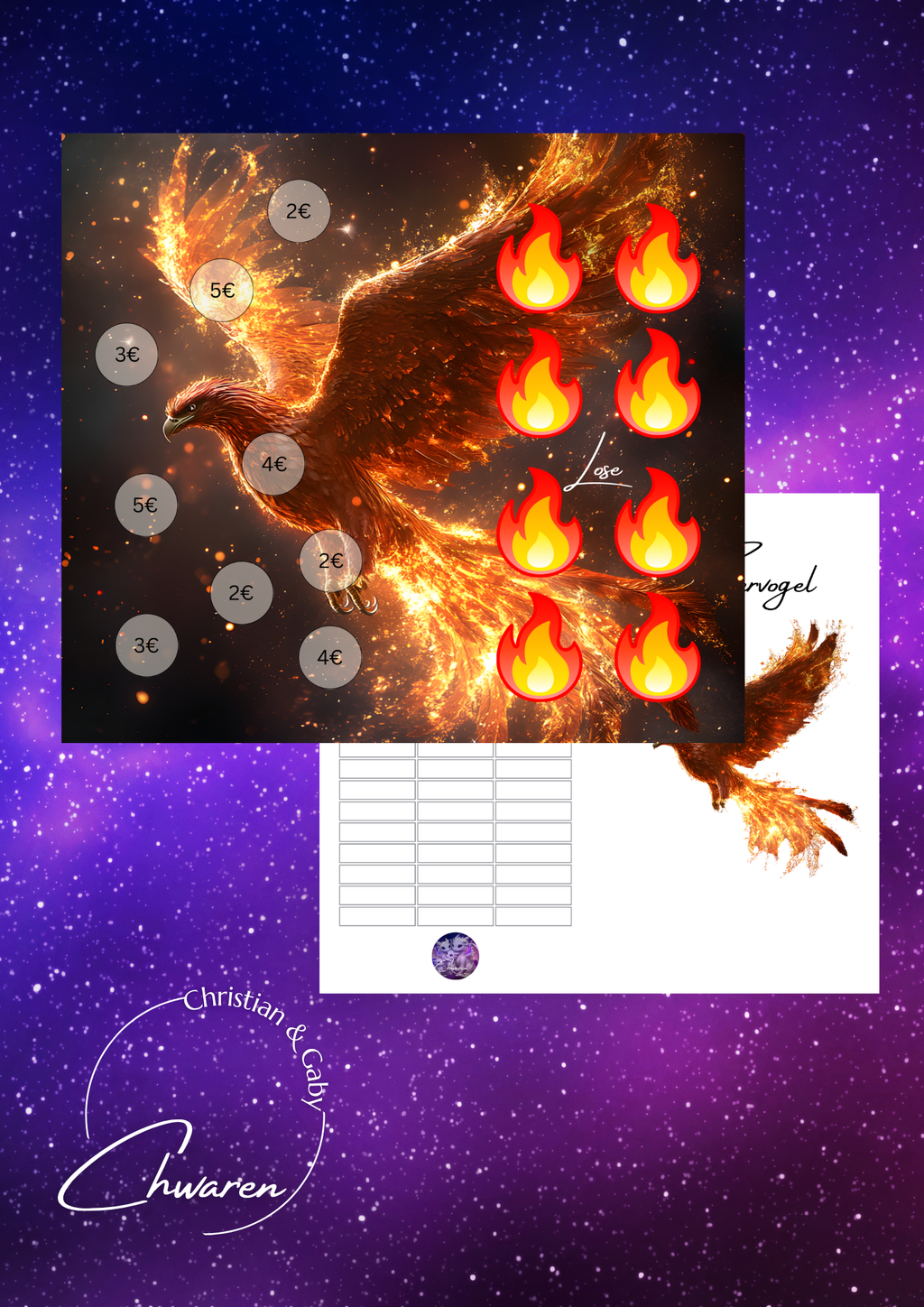 Feuervogel Klappkarte zum besparen