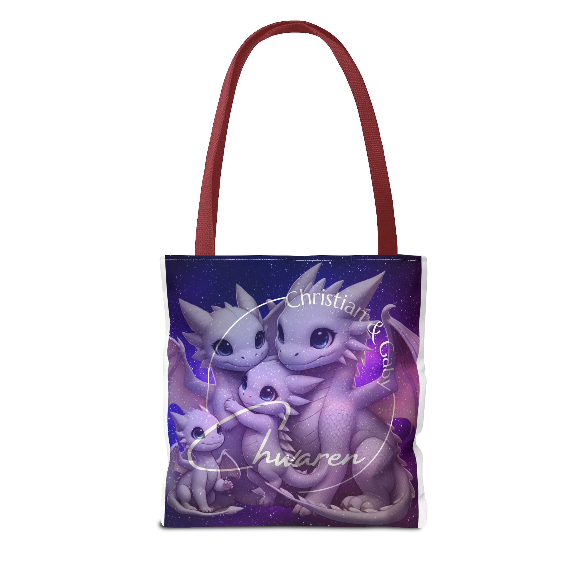 Niedliche lila Ch Waren Logo-Tragetasche – Verspielte Fantasy AOP Tasche