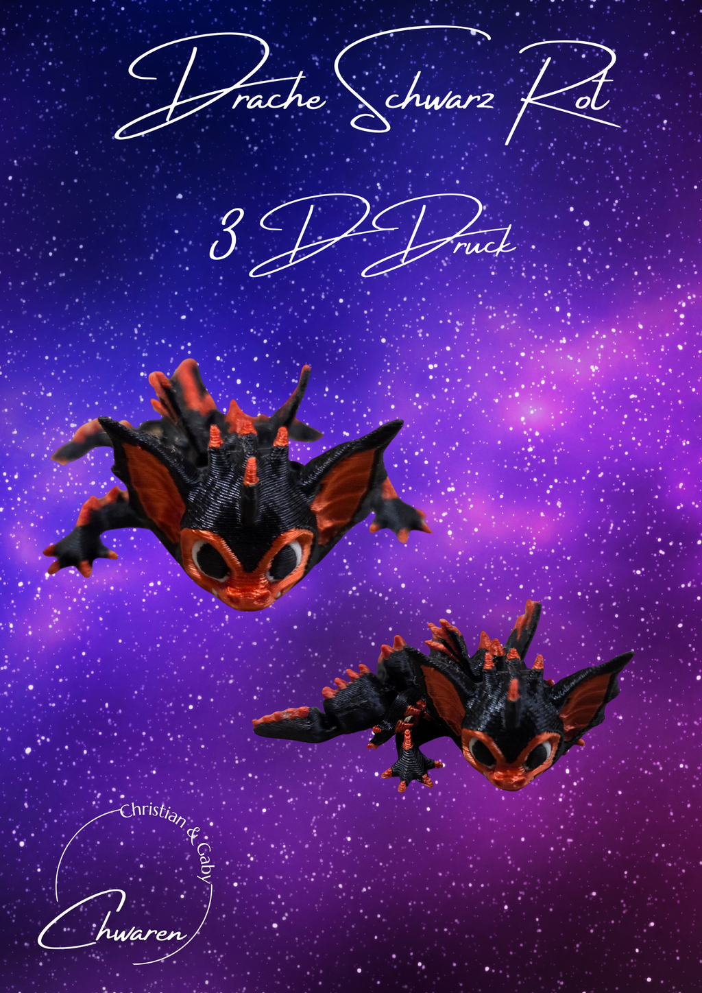 Drachenfigur Schwarz/rot