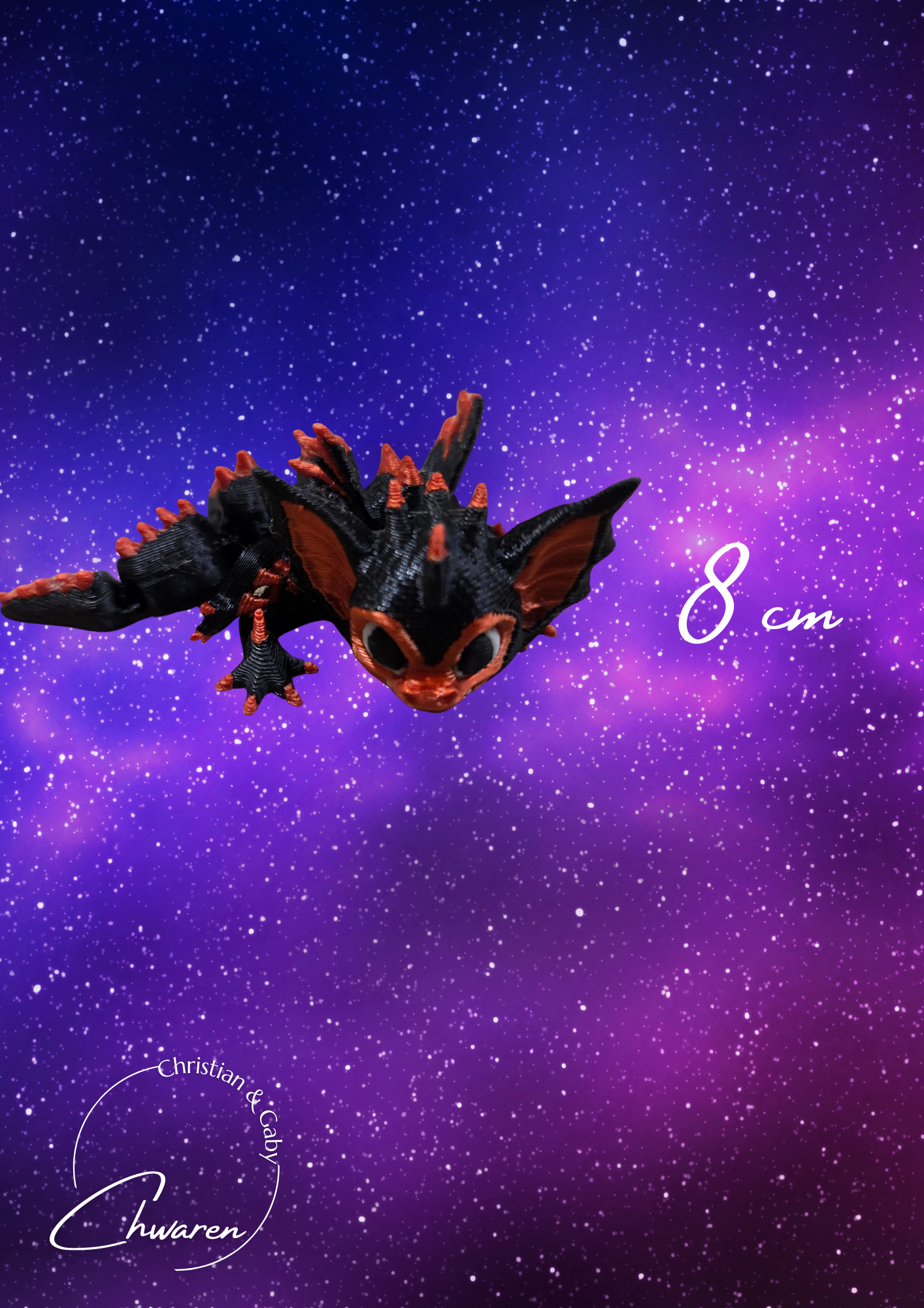 Drachenfigur Schwarz/rot