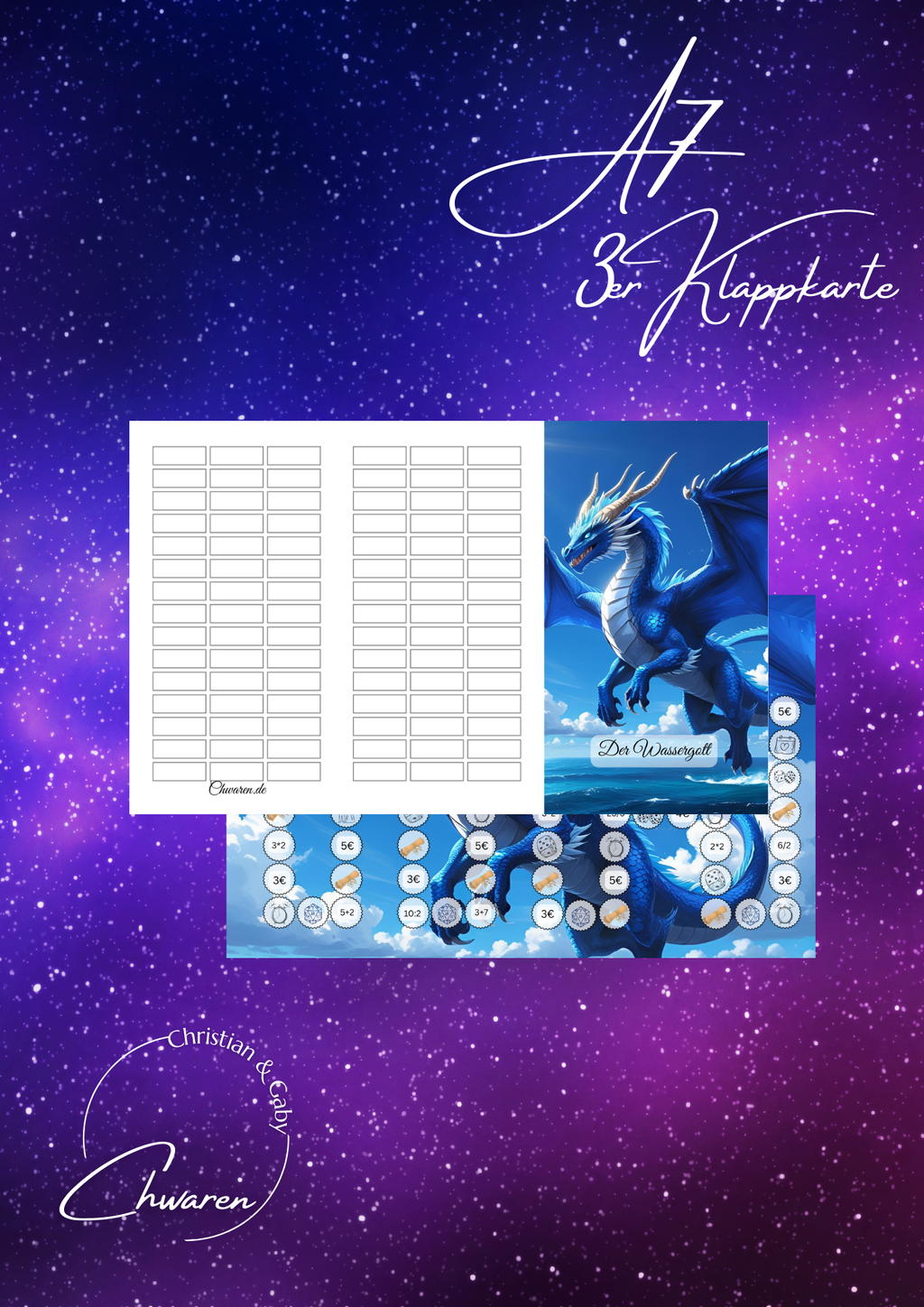 Der Wassergott 3er Klappkarte A7