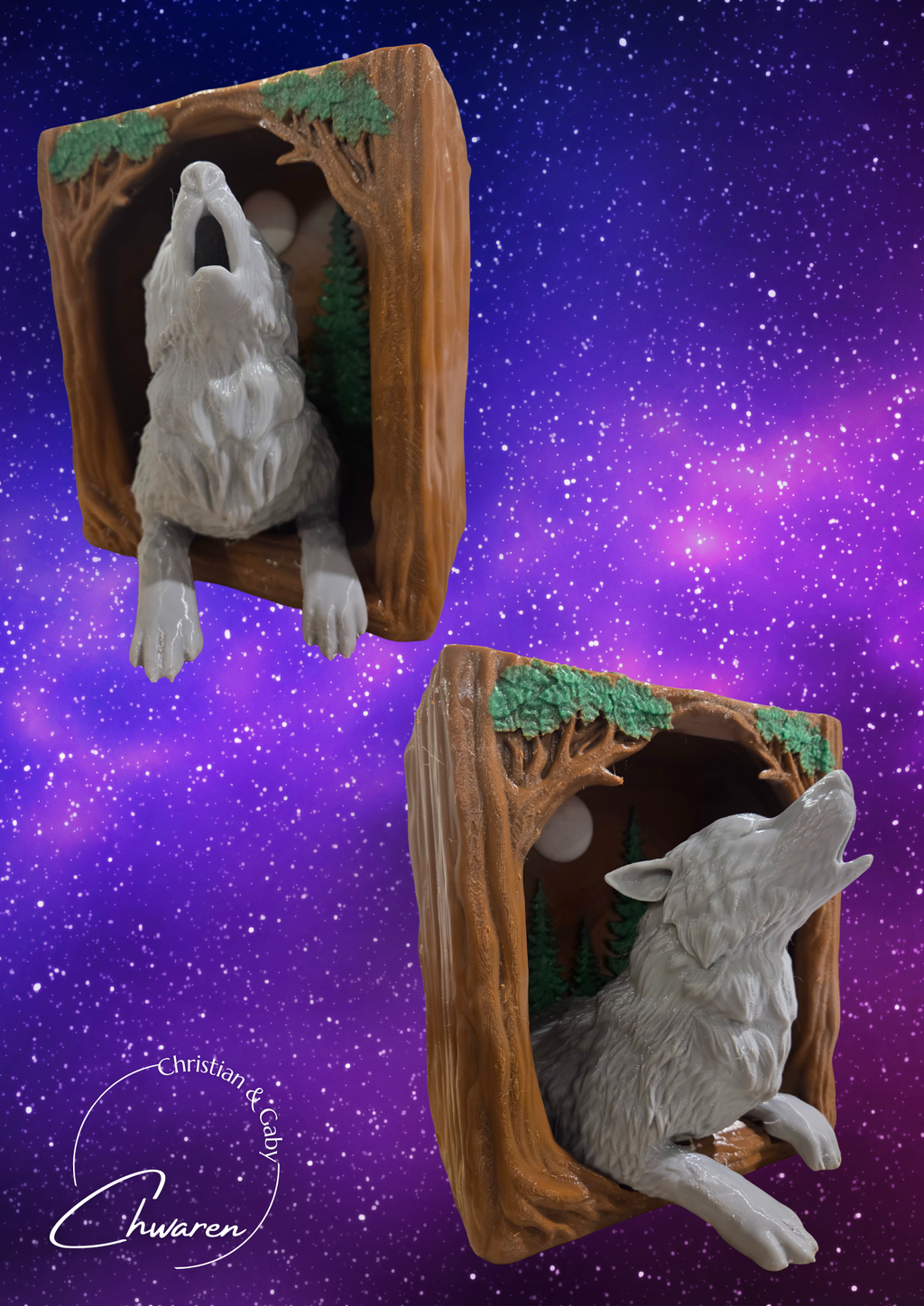 Buchstütze heulender Wolf