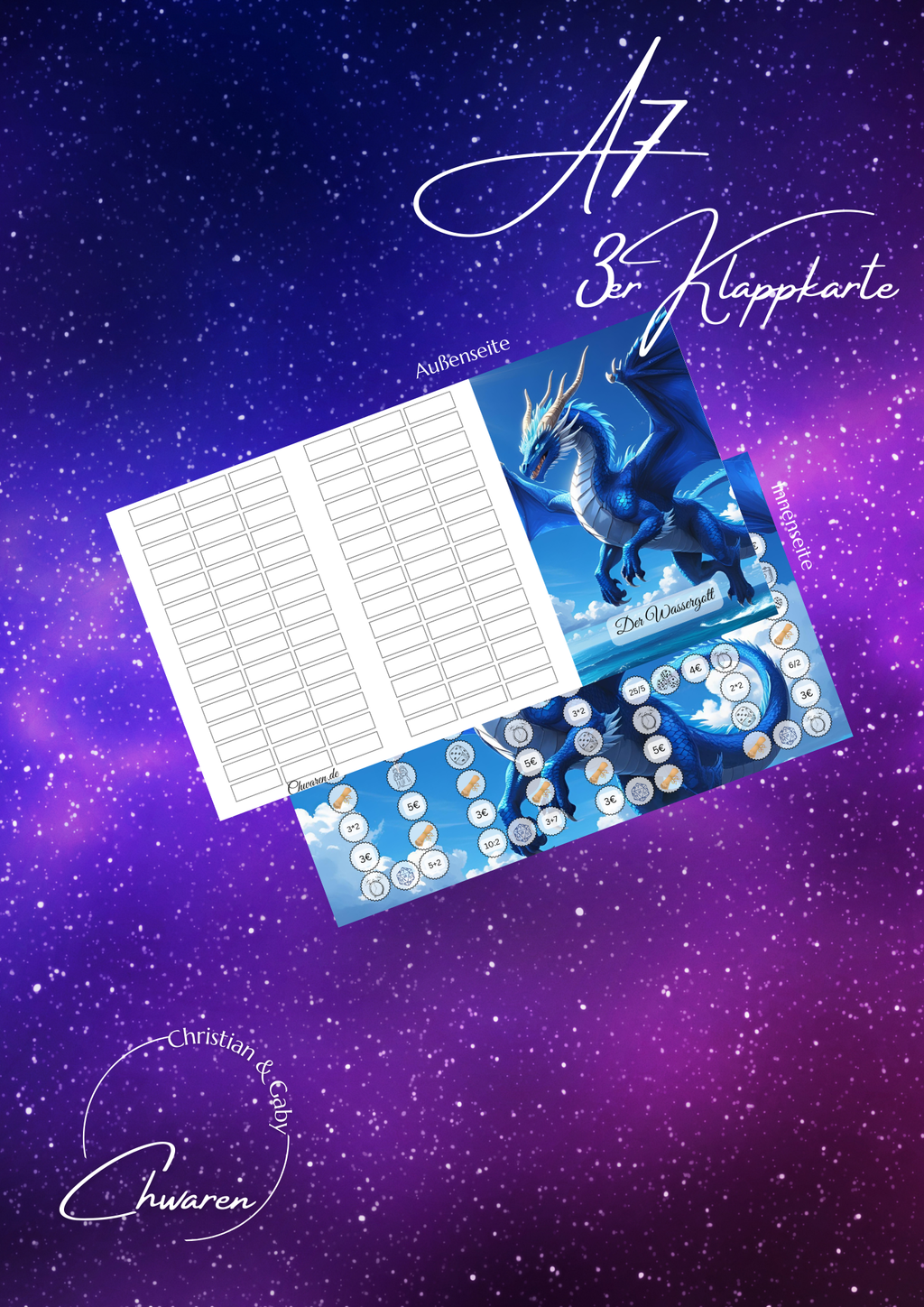 Der Wassergott 3er Klappkarte A7