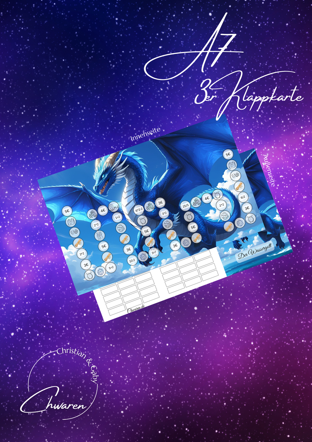 Der Wassergott 3er Klappkarte A7