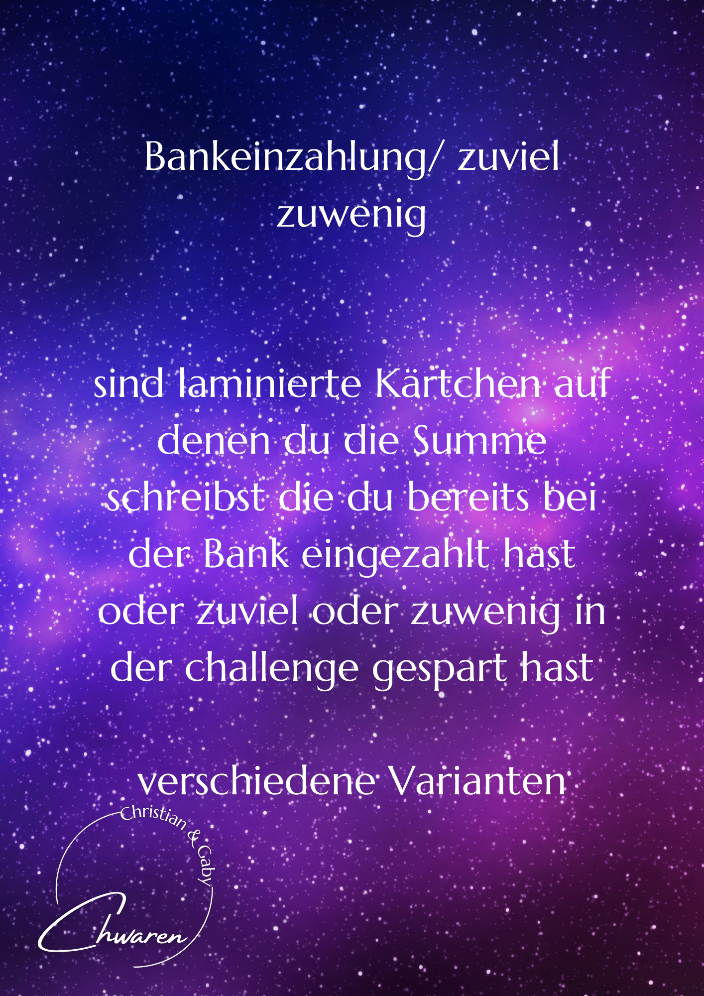 Zubehörkarten Bank  /zuviel zu wenig