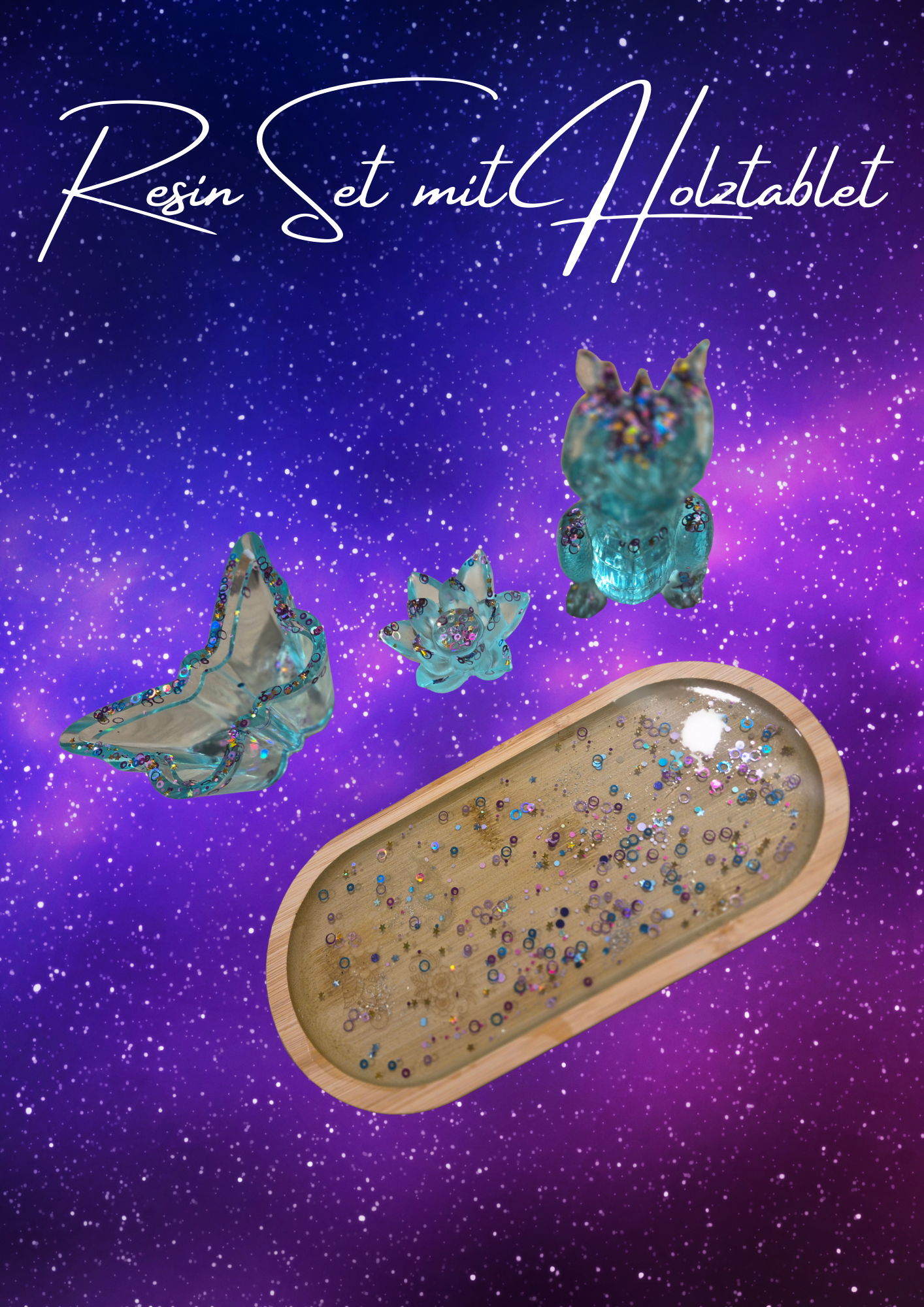 Resin Set mit Holztablett