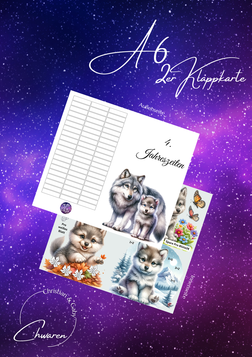 Vier Jahreszeiten Klappkarte zum sparen
