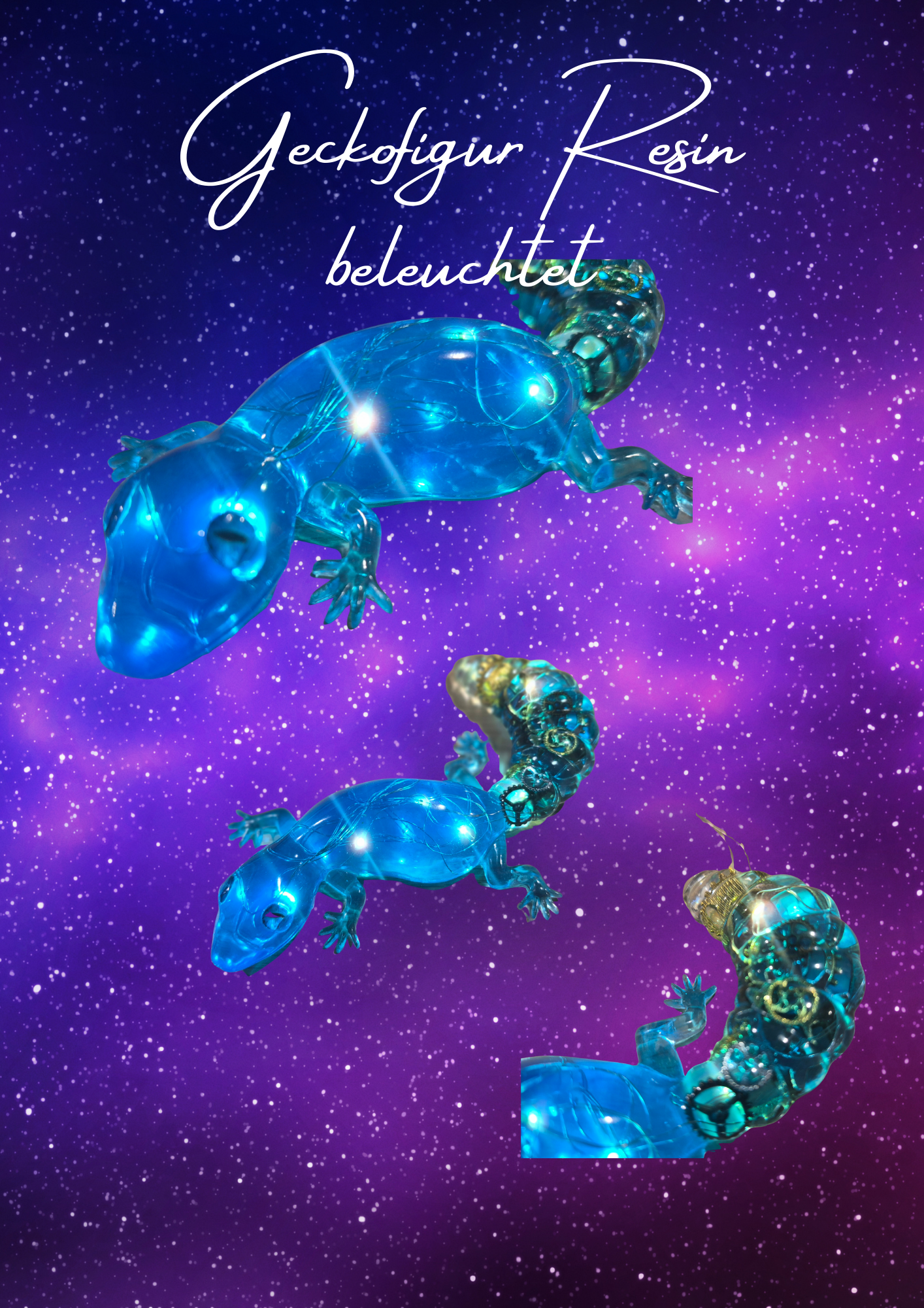 Geckofigur Resin beleuchtet