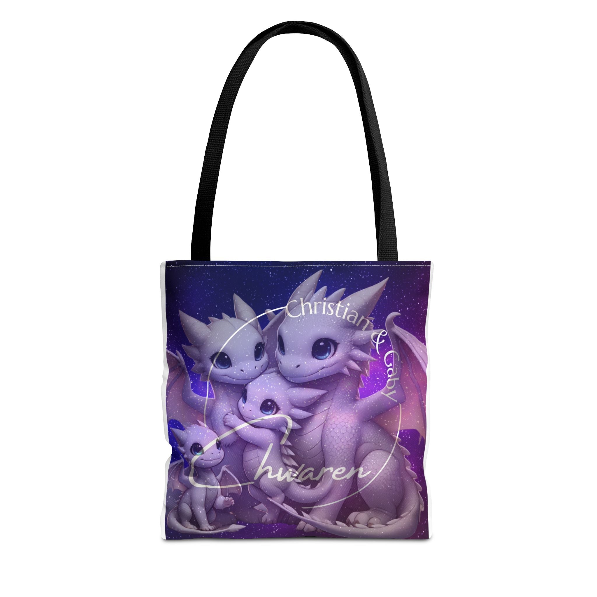 Niedliche lila Ch Waren Logo-Tragetasche – Verspielte Fantasy AOP Tasche