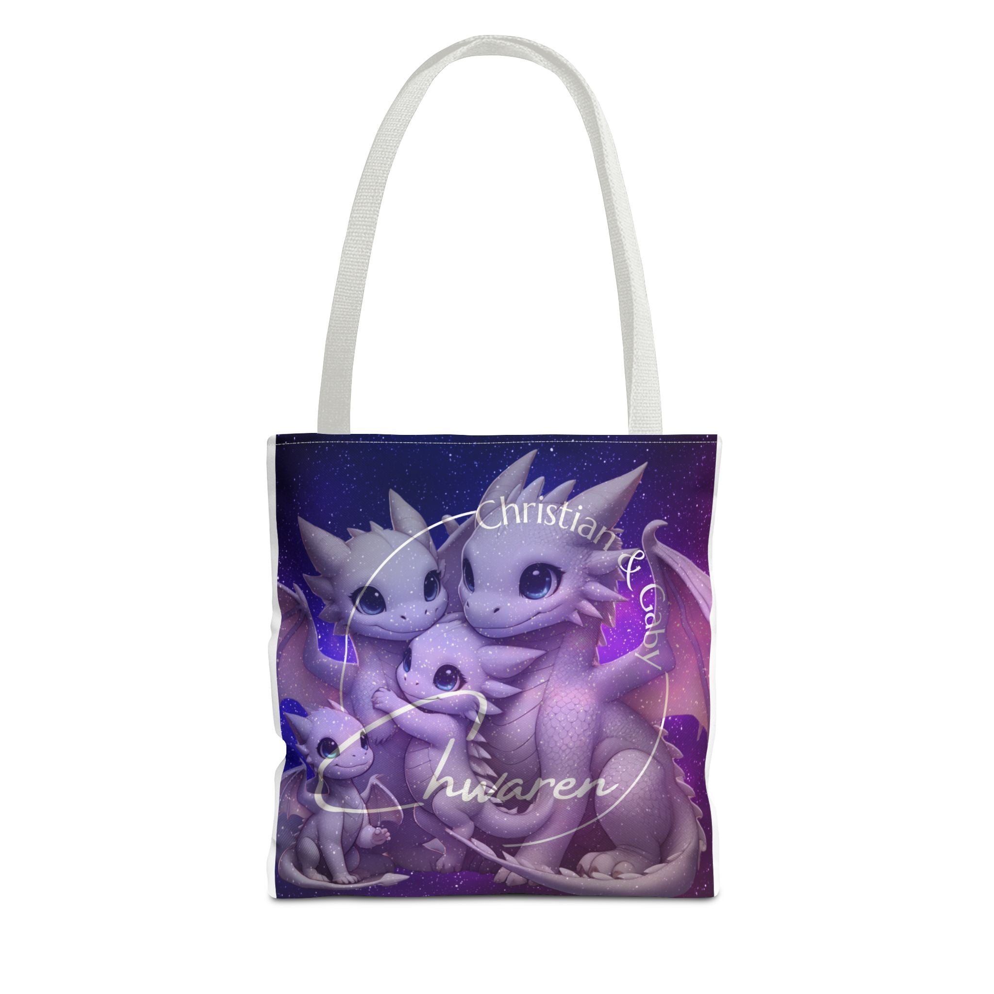 Niedliche lila Ch Waren Logo-Tragetasche – Verspielte Fantasy AOP Tasche