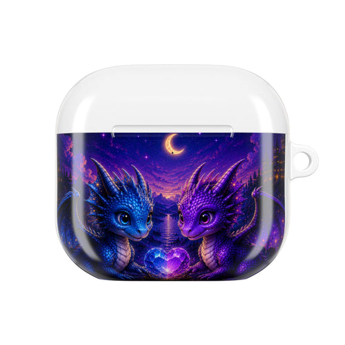 AirPod-Hülle — Mystisches Blau & Lila Baby-Drachen Nachtlandschaft