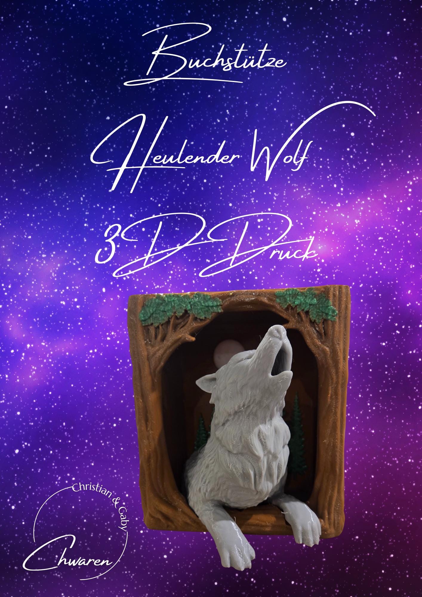 Buchstütze heulender Wolf