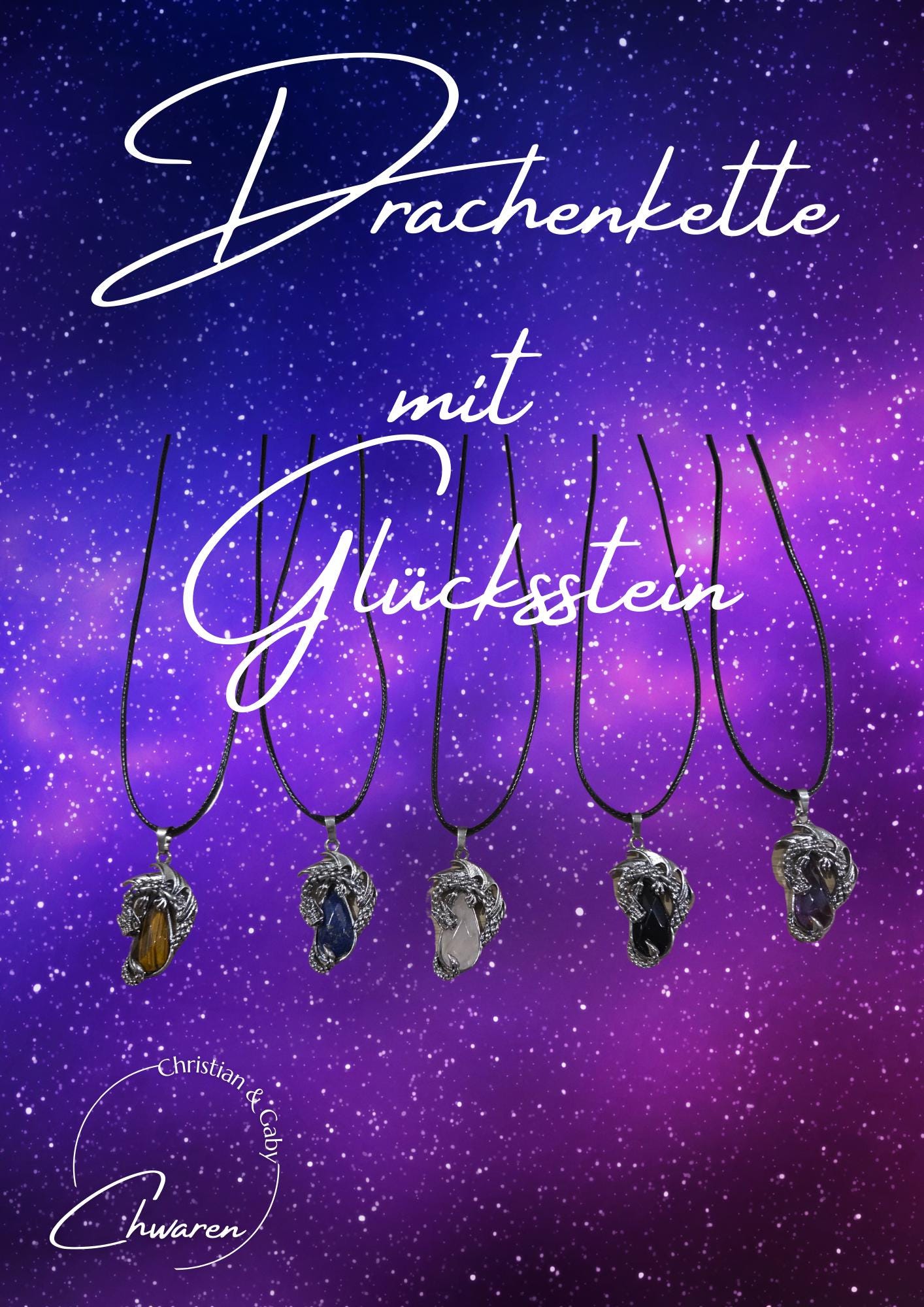 Kette mit Drache und Glücksstein