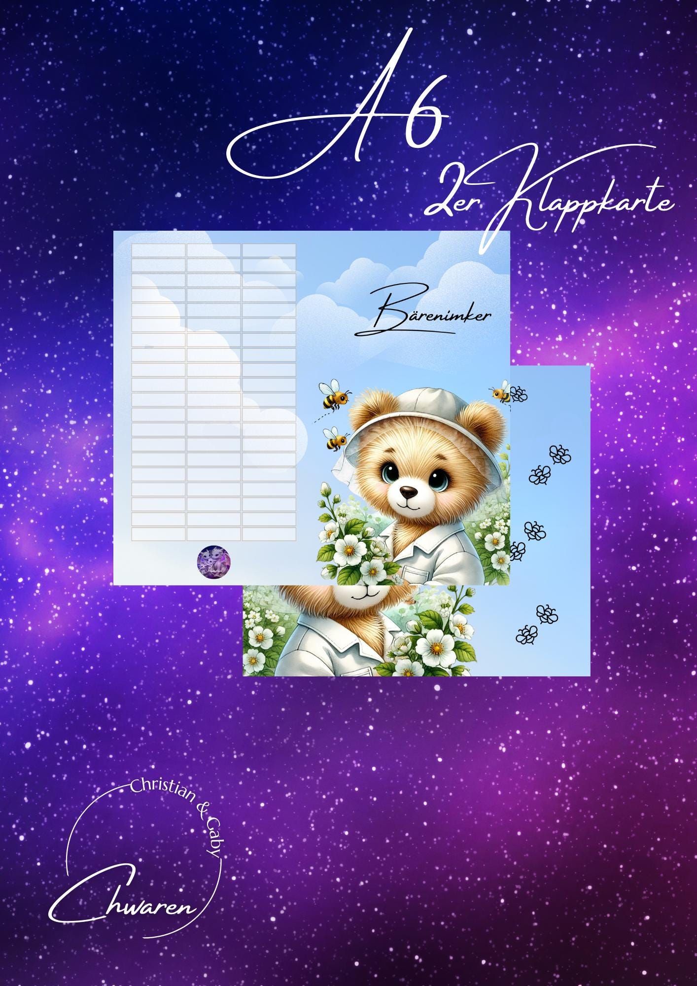 Bärenimker A6 Klappkarte