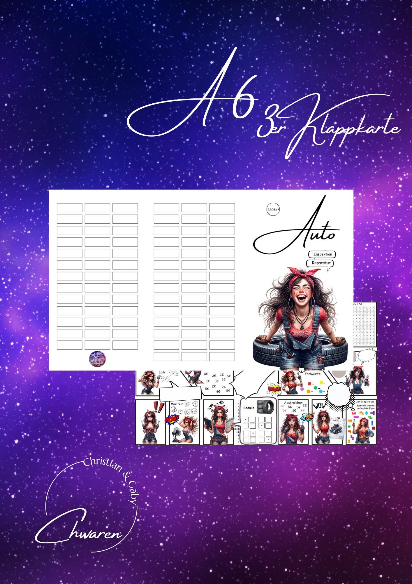 Auto 3er Klappkarte mit 3d Effekt